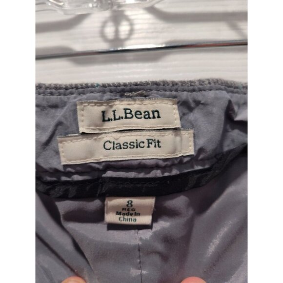 L.L. Bean Pants Womens Size 8 REG Gray Plaid Lined Classic‎ Fit Straight Leg - Picture 7 of 9